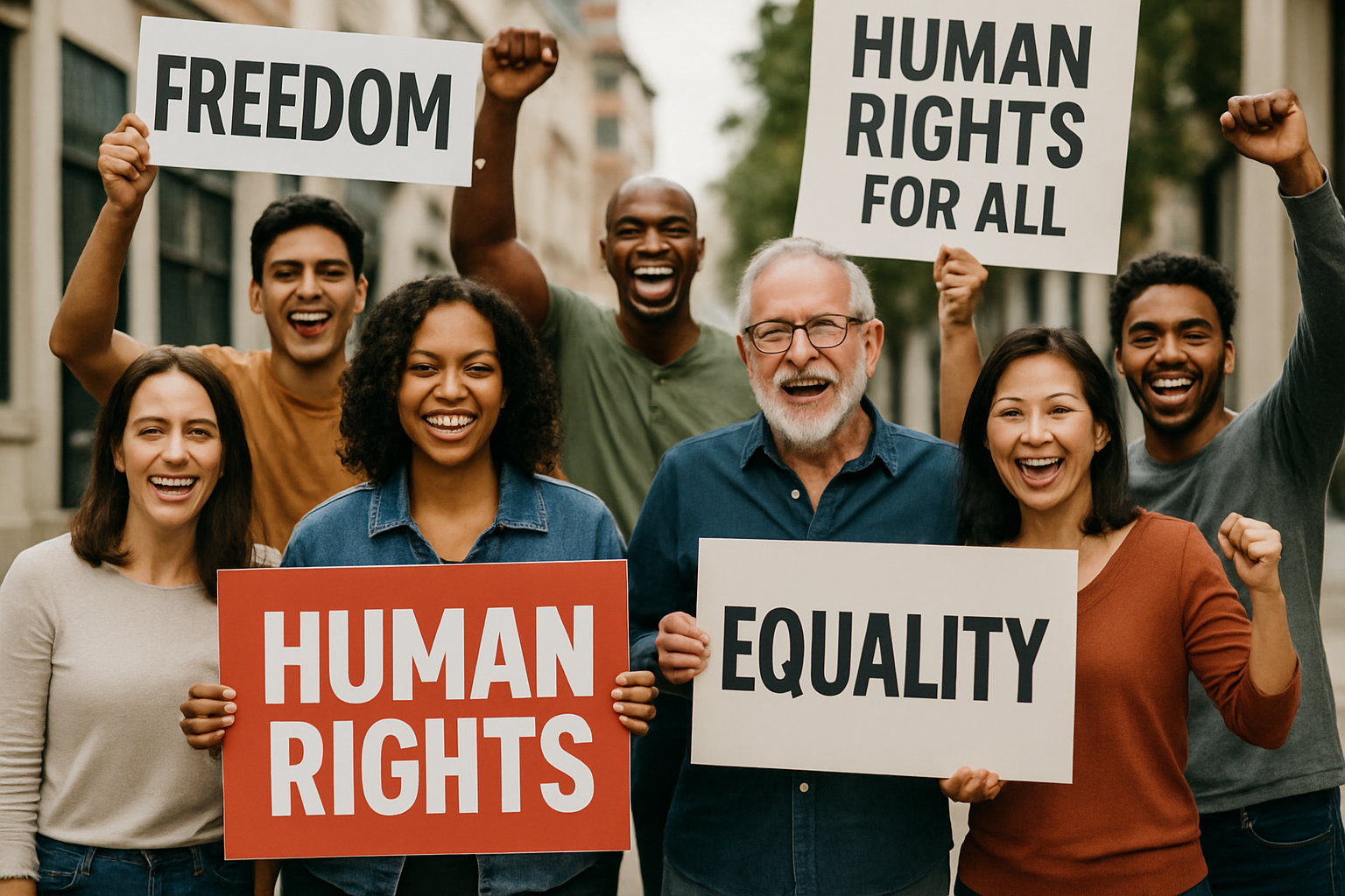 Community members participating in a human rights advocacy event