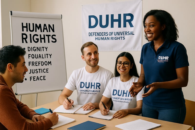 DUHR team engaging in a human rights educational workshop DUHR team engaging in a human rights educational workshop